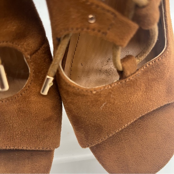Forever 21  Women Brown Suede Chunky Heels Size 7 Open Toe - Picture 5 of 16